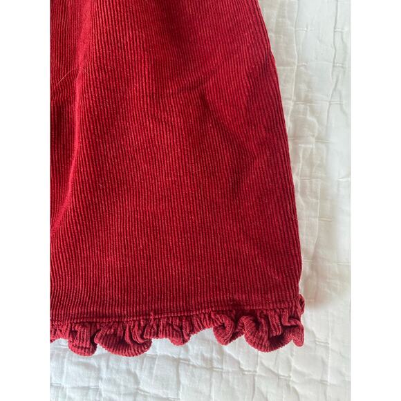 Osh Kosh B Gosh Dress Denim & Red Corduroy Rosebud Applique Ruffle Hem Size 4T - Picture 11 of 12